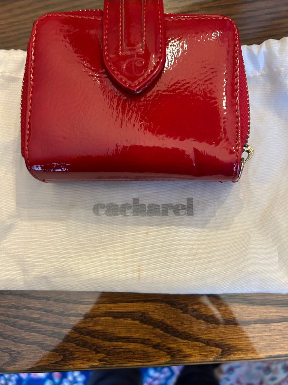 Cacharel Red Patent Leather Compact Wallet